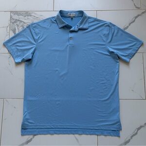 Peter Millar Summer Comfort Short Sleeve Polo Shirt Light Blue Mens Size L Blank